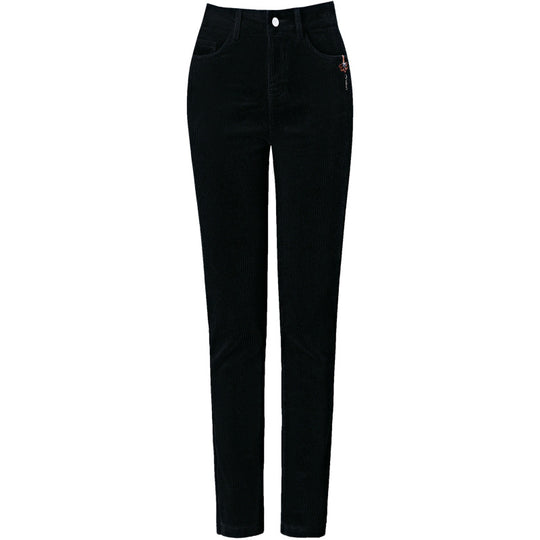 Kord-Hose, gerade geschnitten, High-Waist, gefüttert