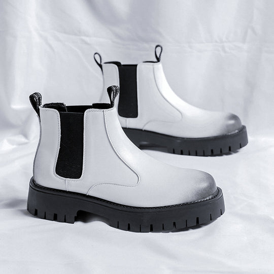 Herren-Chelsea-Stiefel, Mikrofaser, Gummisohle