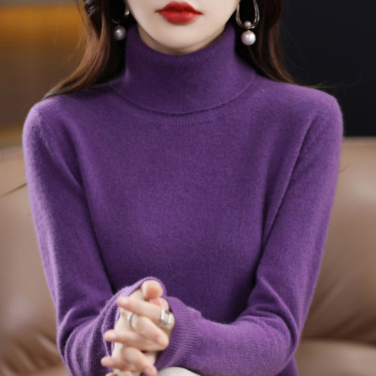 Damen-Rollkragenpullover aus reiner Wolle