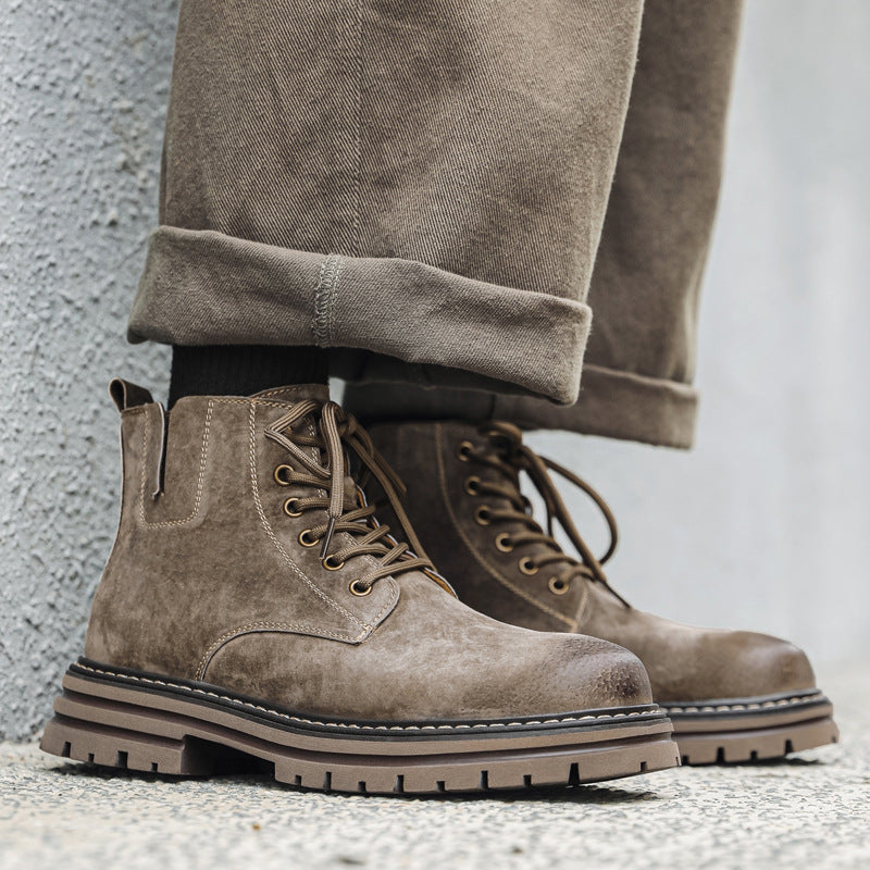 Herren-Chelsea-Boots, mittelhoher Schaft, Schweinsleder