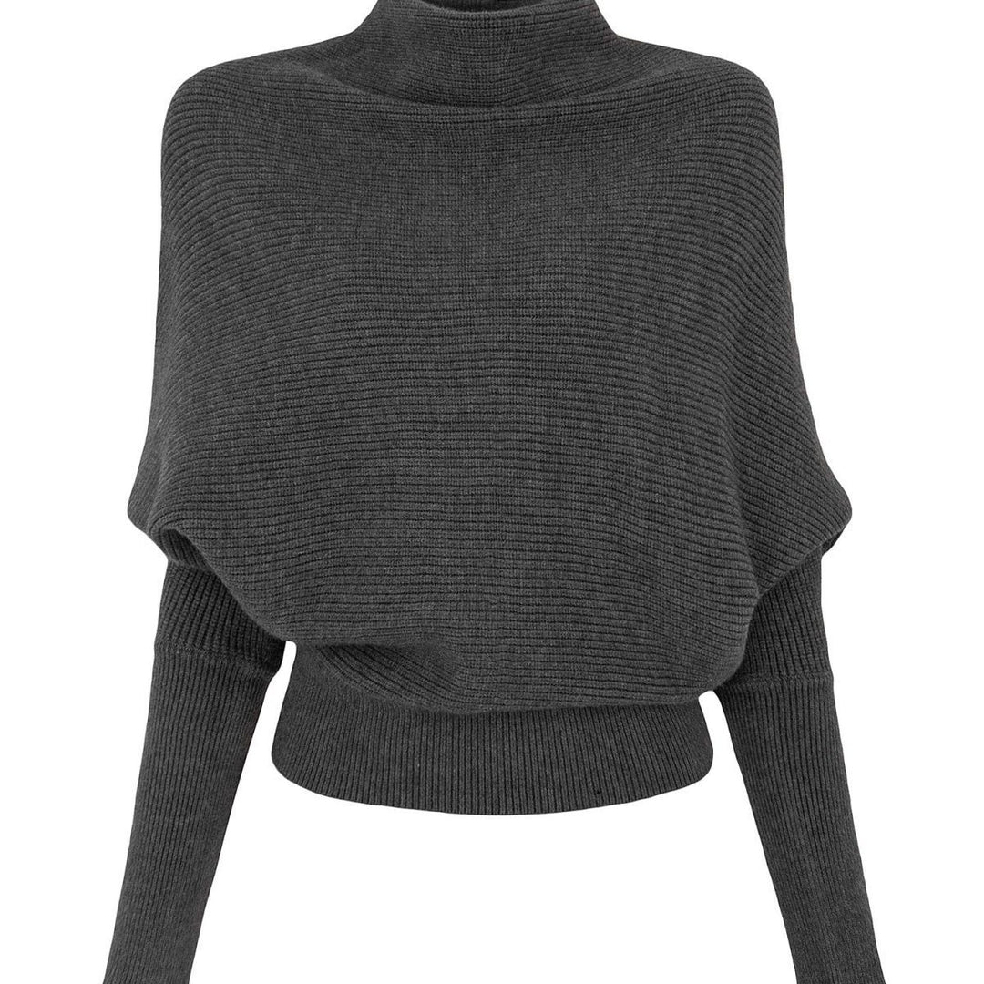 Damen-Strickpullover mit Rollkragen und Fledermausärmeln