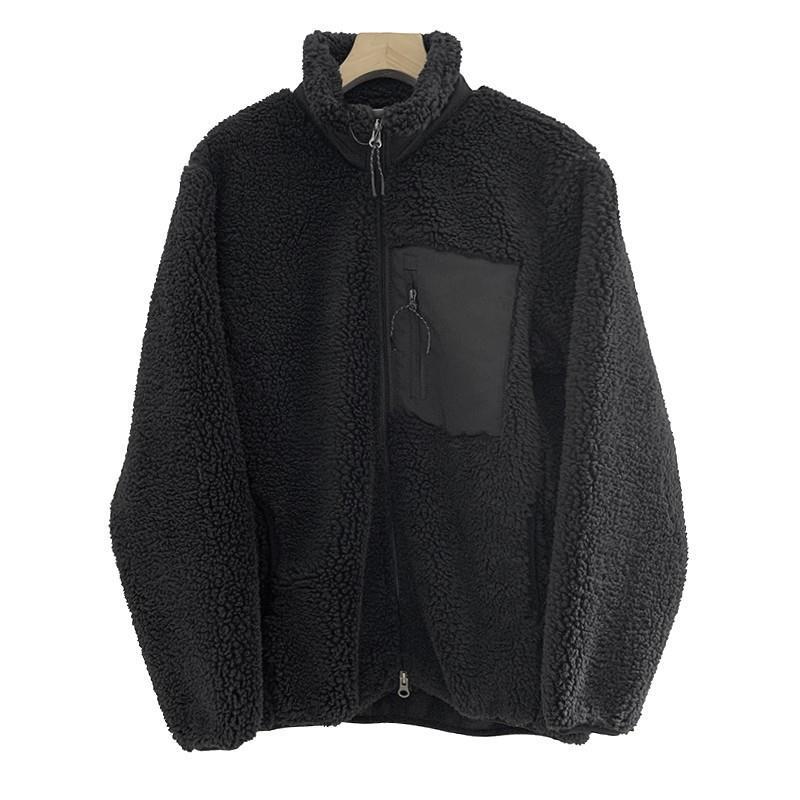 Lammfleece-Jacke mit Stehkragen und Taschen
