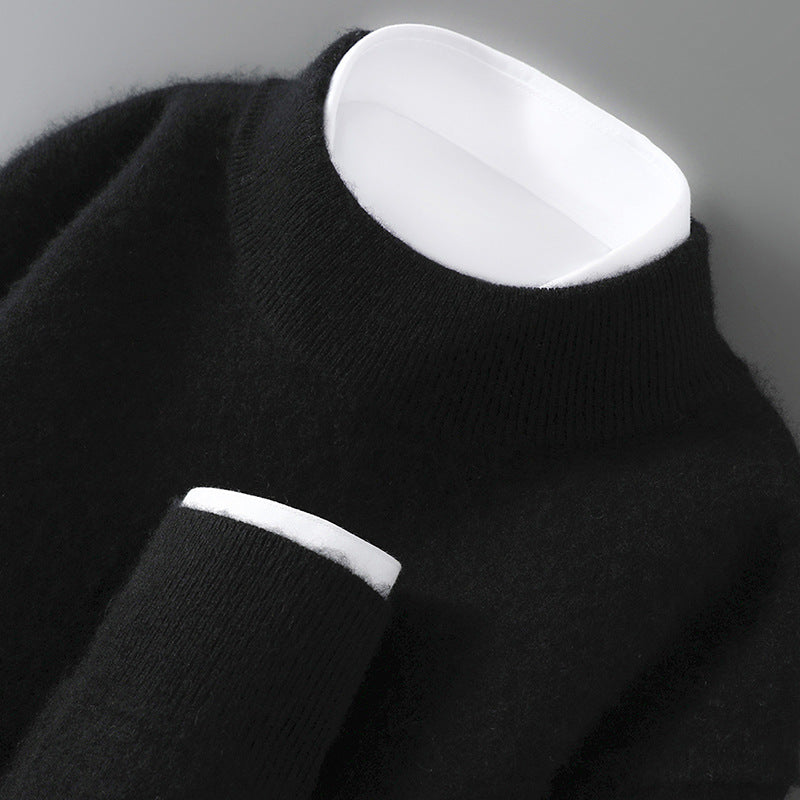 Herren-Wollpullover mit Stehkragen, 100% Wolle