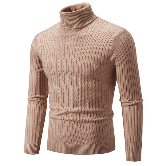 Herren-Rollkragenpullover, Zopfmuster, klassisch