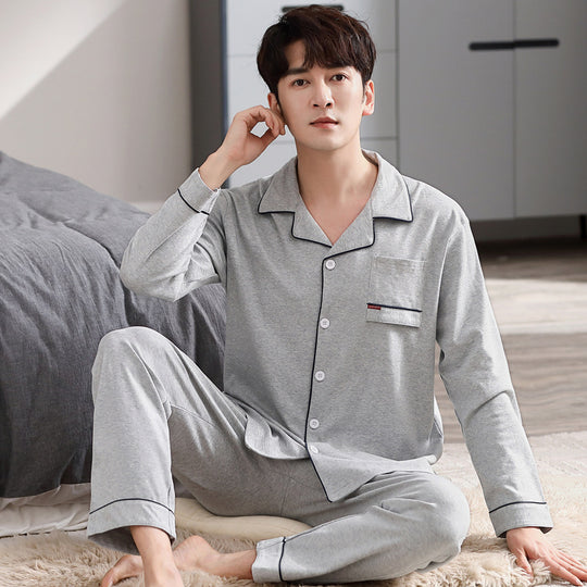Herren-Pyjama-Set, Baumwolle, Langarm, verschiedene Größen