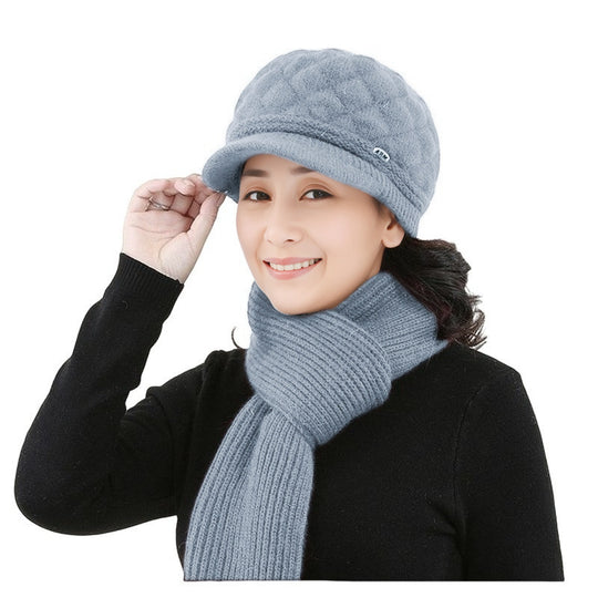 Winter-Set: Strick-Baskenmütze und Schal für Damen
