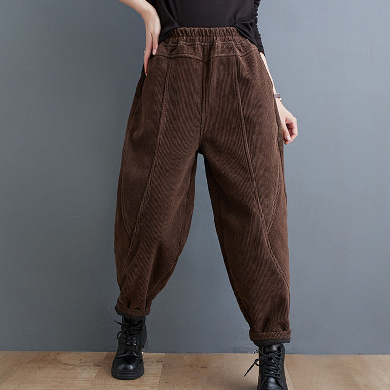 Gefütterte Cord-Haremshose, locker geschnitten, Damen