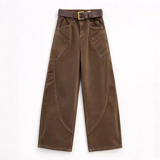 Retro-Cordhose mit hohem Bund, weit geschnitten