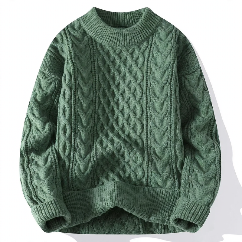 Grober Strickpullover mit Zopfmuster für Herren