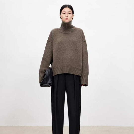 Damen-Rollkragenpullover, Oversize, für Herbst und Winter