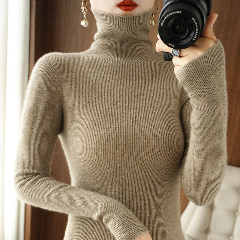 Damen-Strickpullover mit Stehkragen, figurbetont