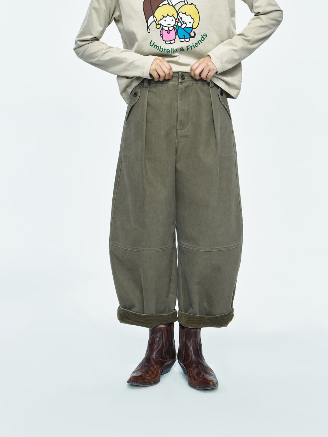 Kord-Cargohose für Damen, Kokon-Schnitt, V63832