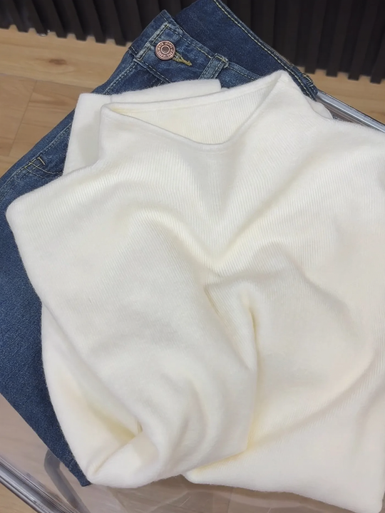Damen-Strickpullover mit Stehkragen, gefüttert