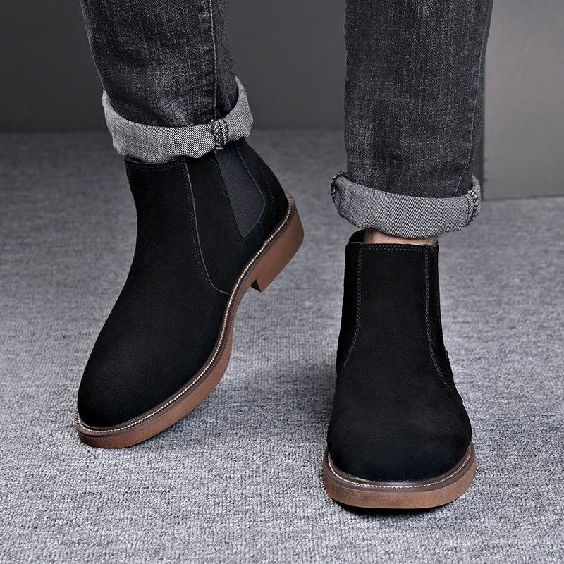 Herren-Chelsea-Boots, Rindsleder, gefüttert, spitz zulaufend