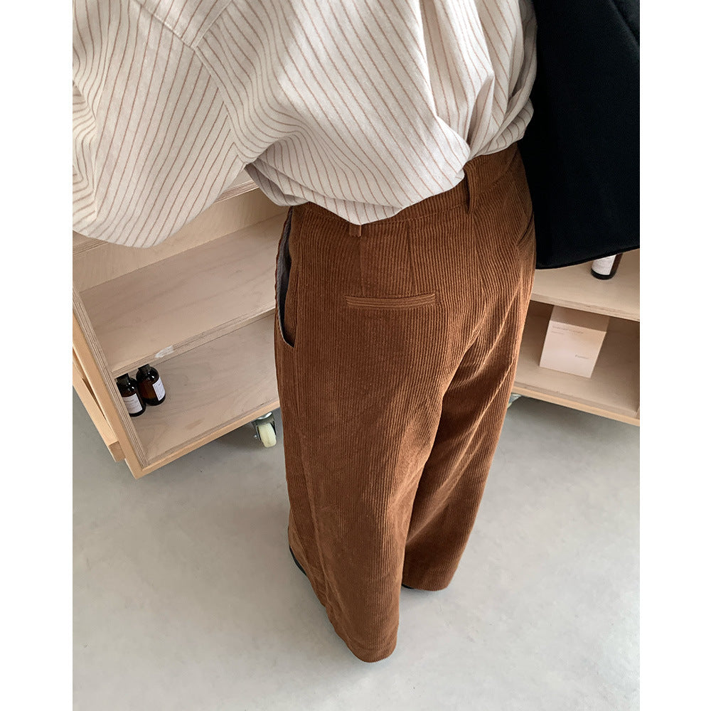 Damen-Cordhose mit weitem Bein, hohe Taille