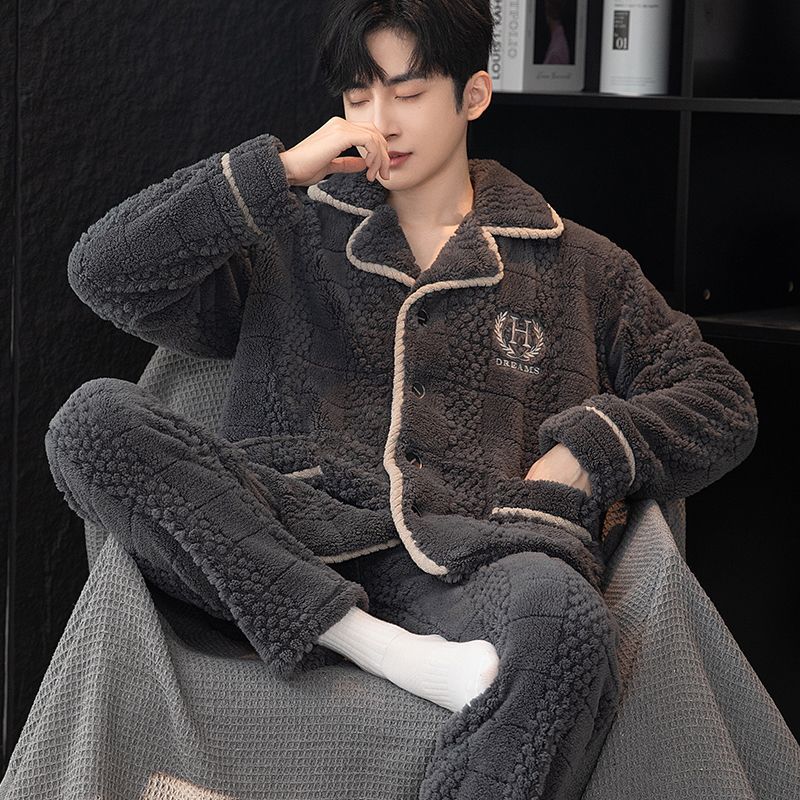 Herren-Pyjama-Set, Flanell, warm und atmungsaktiv