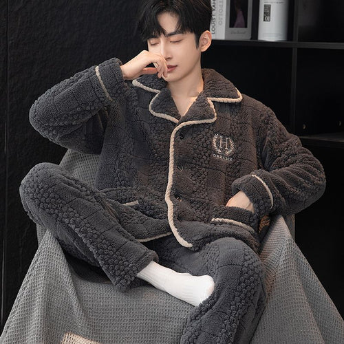 Herren-Pyjama-Set, Flanell, warm und atmungsaktiv