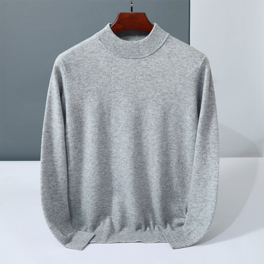 Herren-Kaschmirpullover, Stehkragen, einfarbig