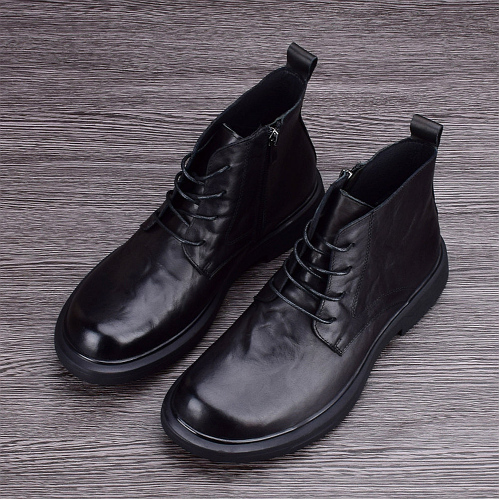 Gefütterte Herren-Lederstiefel für den Winter