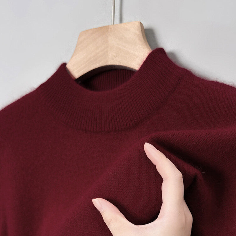 Herren-Wollpullover mit Stehkragen, schlicht und warm