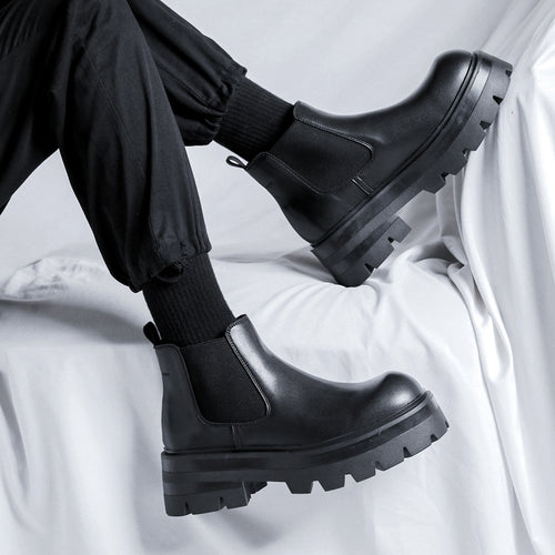 Herren-Chelsea-Stiefel, Plateau, Mikrofaser