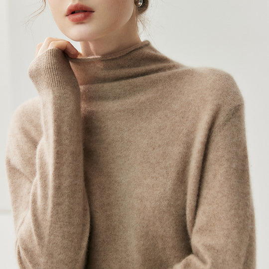 Damen-Strickjacke mit Rollkragen und Knopfleiste