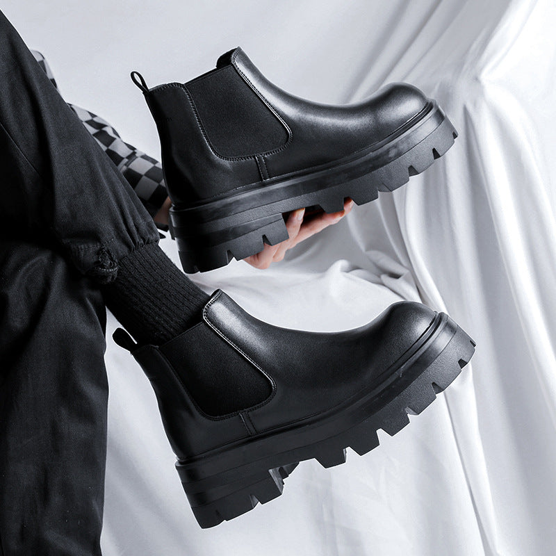 Herren-Chelsea-Stiefel, Plateau, Mikrofaser