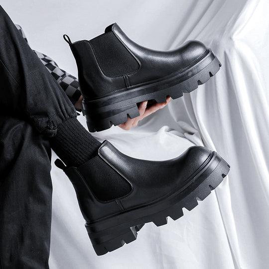 Herren-Chelsea-Stiefel, Plateau, Mikrofaser