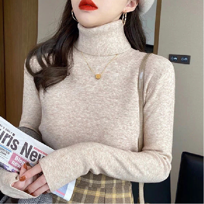 Damen-Strickpullover mit Stehkragen, schmal geschnitten