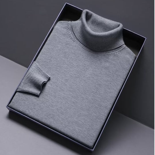 Herren-Wollpullover mit Rollkragen, schlicht und warm