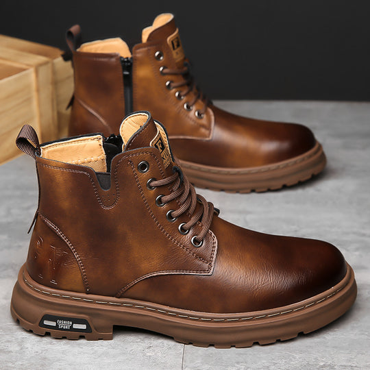 Gefütterte Herren-Stiefel, High-Top, Britischer Stil