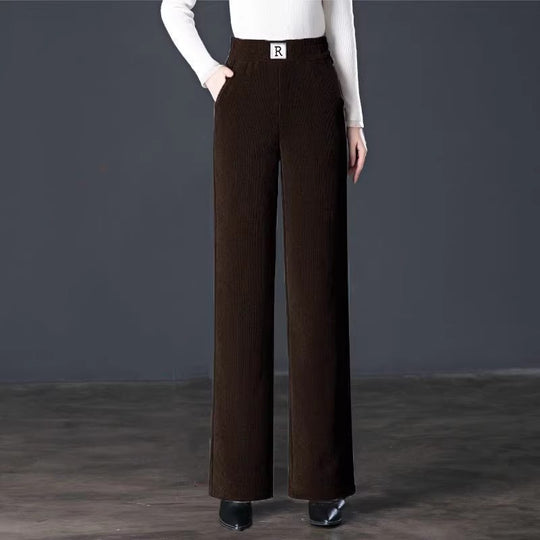Gefütterte Cord-Weithose für Damen, warm und gerade