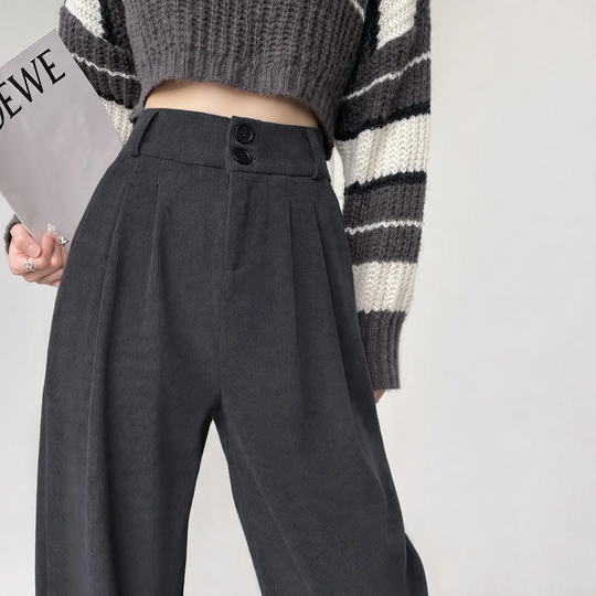 Gefütterte Chenille-Hose mit hohem Bund