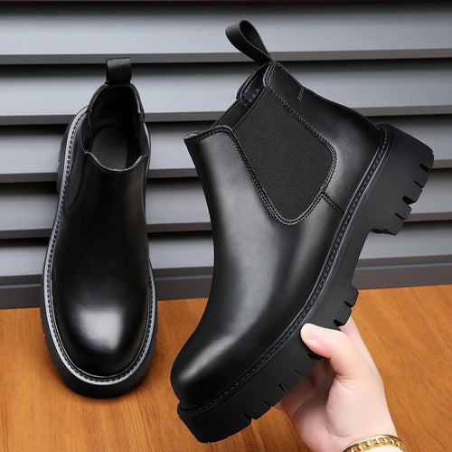 Herren-Lederstiefel, gefüttert, rutschfest, Business-Stil