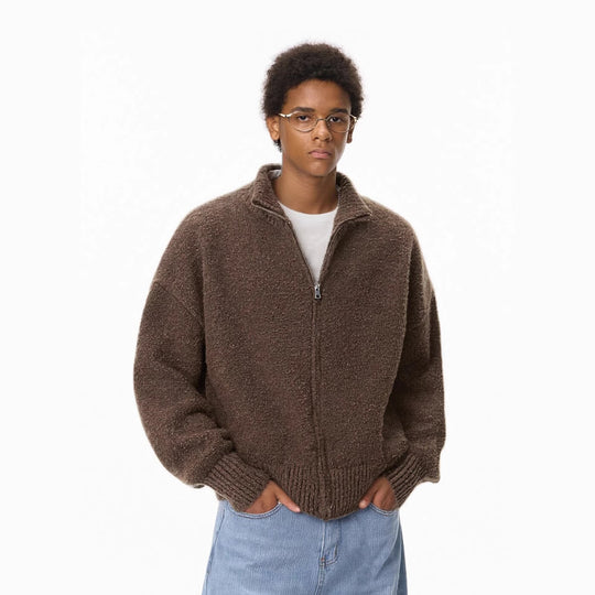 Herren-Strickjacke mit Stehkragen