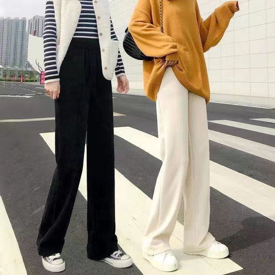 Damen-Cordhose mit weitem Bein, gefüttert