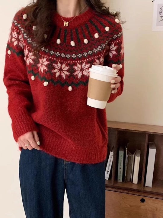 Festlicher Fair-Isle-Strickpullover für Damen