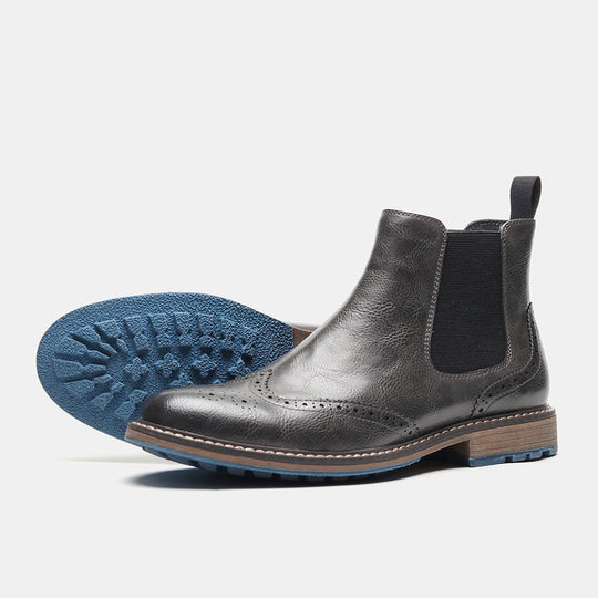 Herren Chelsea-Stiefel, Brogue-Design, atmungsaktiv