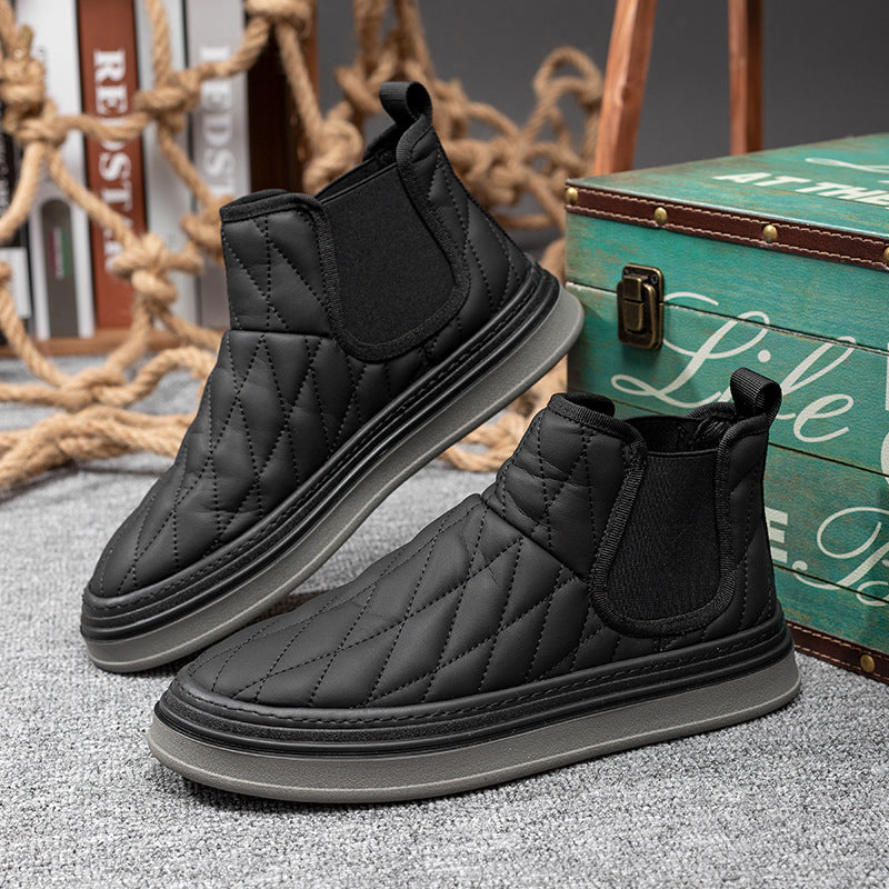Herren-Chelsea-Stiefel, gefüttert, flacher Absatz