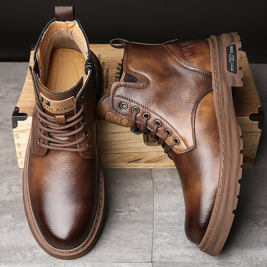 Gefütterte Herren-Stiefel, High-Top, Britischer Stil