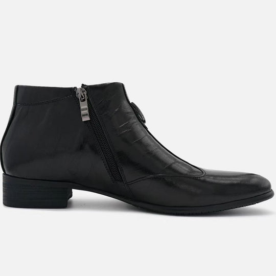 Herren-Chelsea-Stiefel aus Leder, spitz zulaufend, mit Reißverschluss