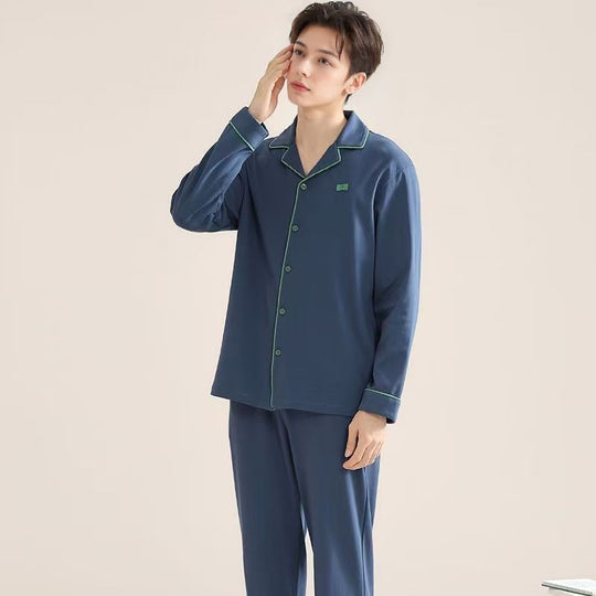 Herren-Pyjama-Set, Baumwolle, geknöpft, verschiedene Größen
