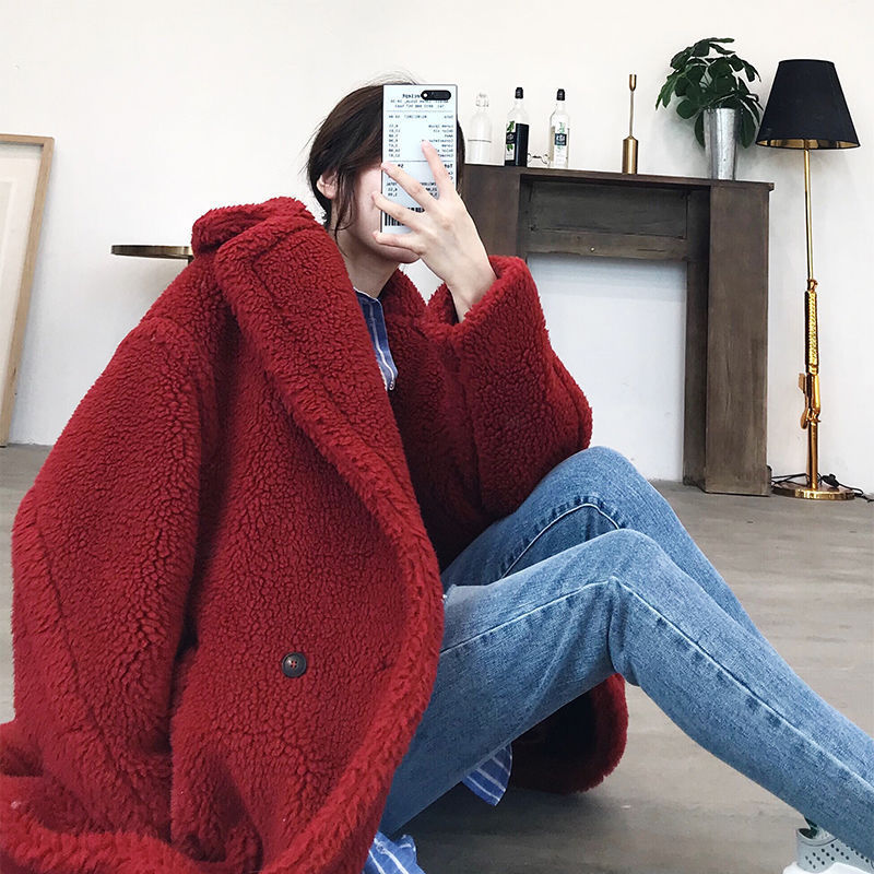Lockerer Damen-Wintermantel in Teddy-Optik