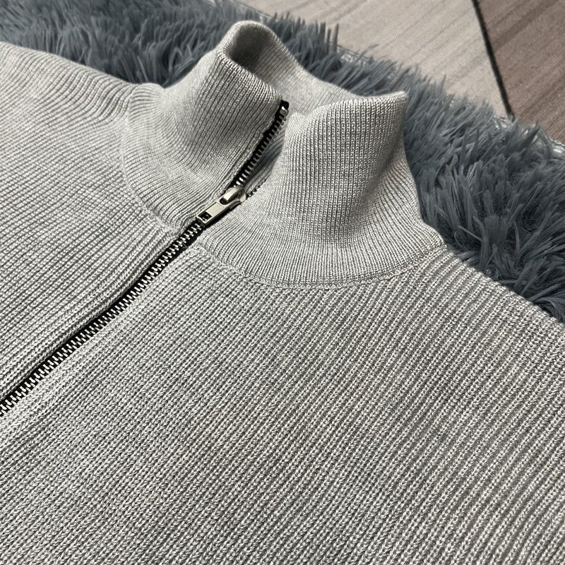 Unisex-Strickjacke mit Rollkragen und Doppelreißverschluss