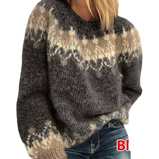 Lockerer Strickpullover aus Mohair-Mix mit Jacquard-Muster