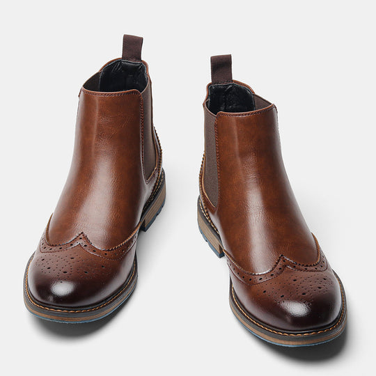 Herren Chelsea-Stiefel, Brogue-Design, atmungsaktiv