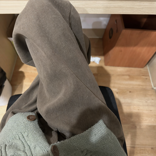 Damen-Cordhose, weit geschnitten, hohe Taille, gestrickt