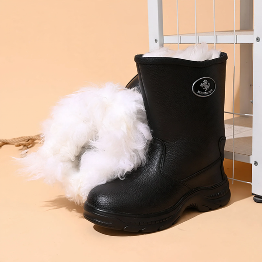 Gefütterte Herren-Winterstiefel aus Leder, hoch