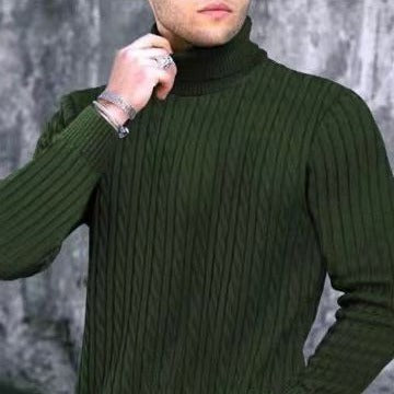 Herren-Rollkragenpullover, Zopfmuster, klassisch