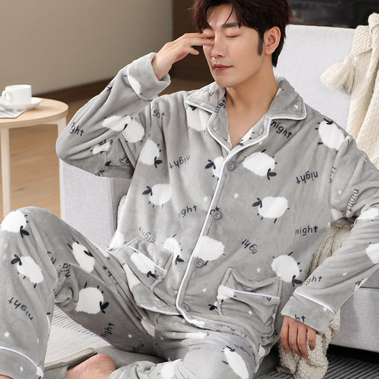Warmer Herren-Hausanzug aus Flanell